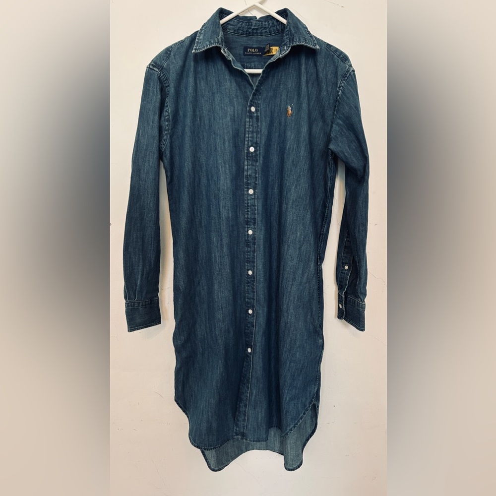 Polo Chambray button front shirt dress